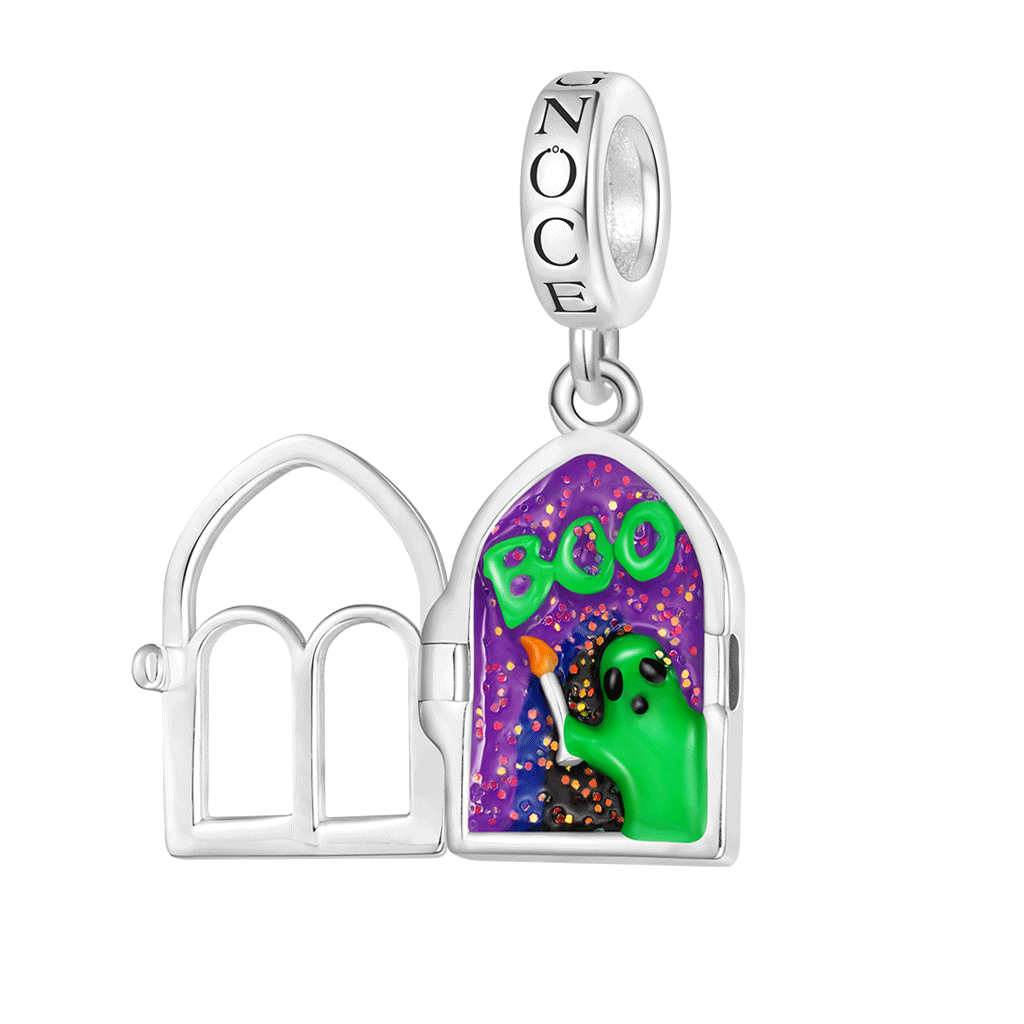 Gnoce Halloween Ghost Boo Spooky Window Pendant Dangle Charm_1