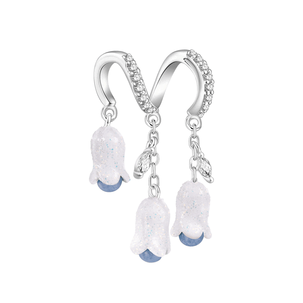 Gnoce Lily of the Valley Stamens Charm Platinum-plated Silver Blend_1