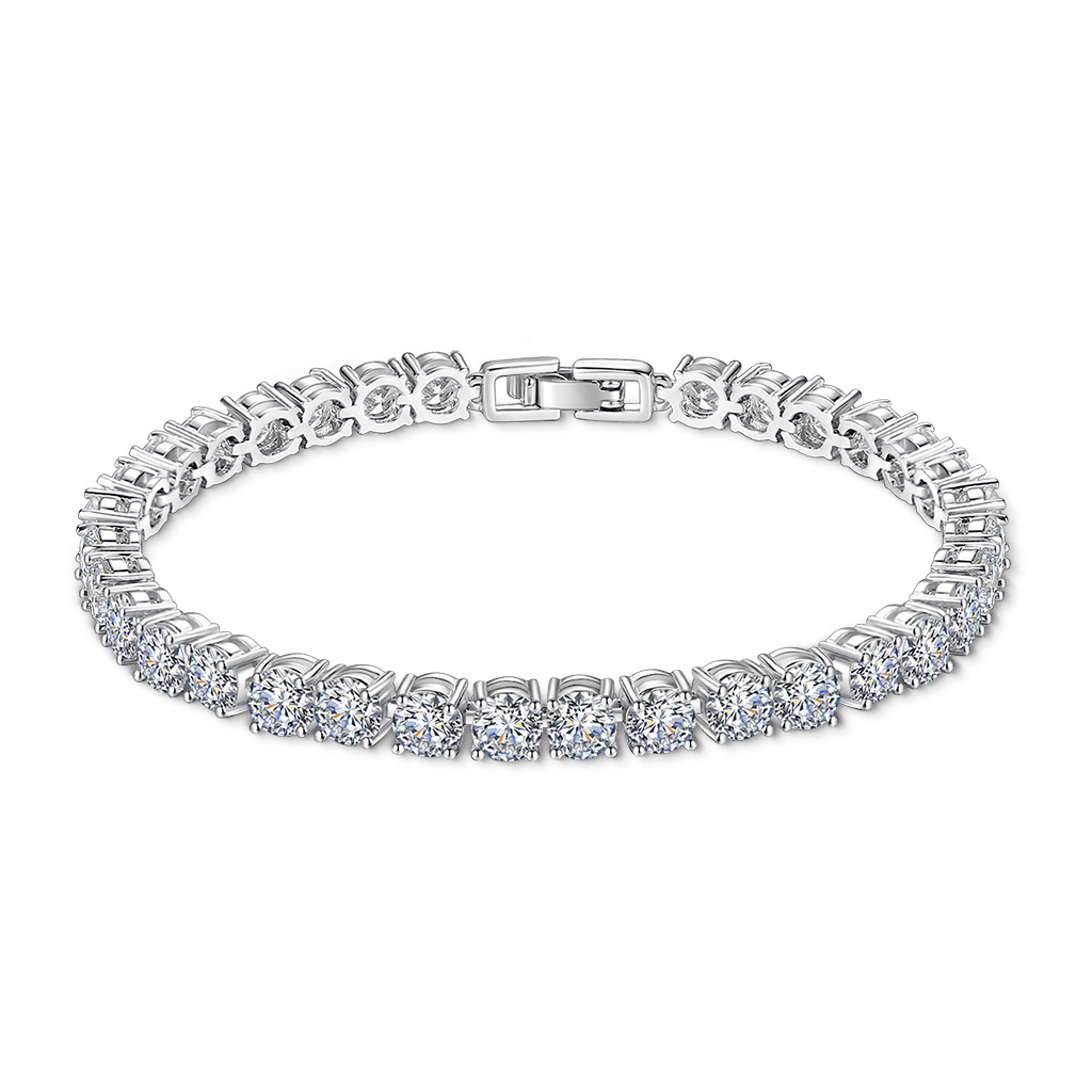 Shiny CZ Tennis Bracelet Silver Plated_1