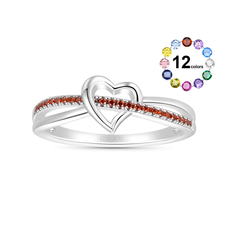 Gnoce Simple Heart Birthstone Ring_1
