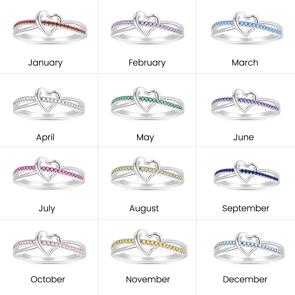 Gnoce Simple Heart Birthstone Ring_4