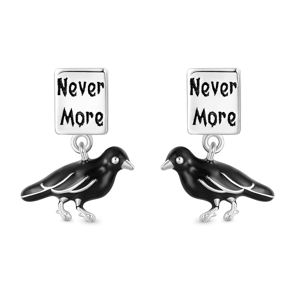 Gnoce Allan Poe 'Nevermore' Crow Stud Earrings Platinum-plated Silver Blend_1