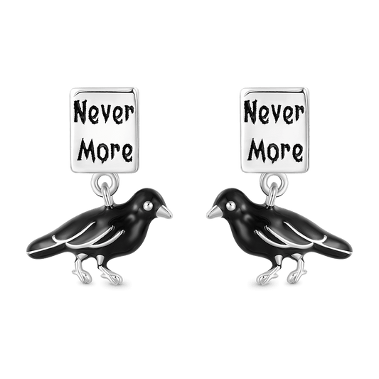 Gnoce Allan Poe 'Nevermore' Crow Stud Earrings Platinum-plated Silver Blend_1