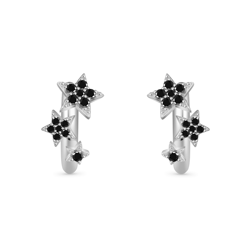 Gnoce Pentagram Design Shiny Hoop Earrings Platinum-plated Silver Blend_2