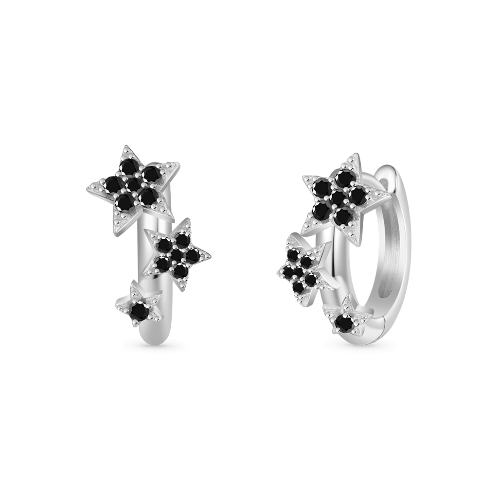 Gnoce Pentagram Design Shiny Hoop Earrings Platinum-plated Silver Blend_1