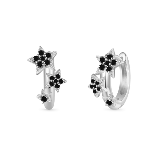 Gnoce Pentagram Design Shiny Hoop Earrings Platinum-plated Silver Blend_1