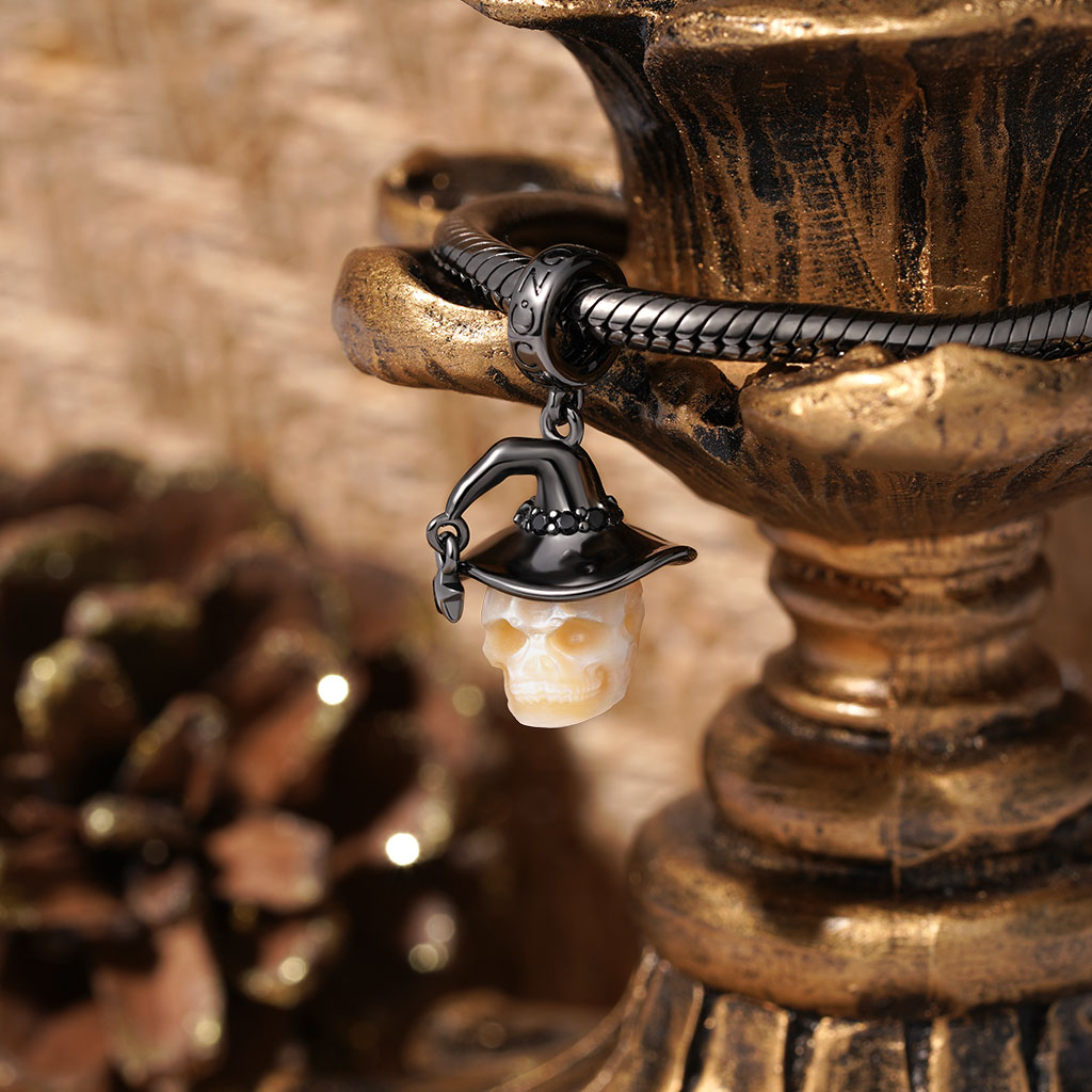 Gnoce Halloween Natural Pearl Horror Skull Charm_3
