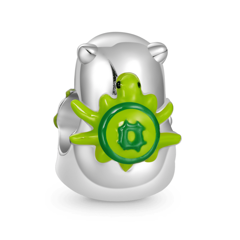 Gnoce Cute Capybara Carrying Turtle Backpack Charm Platinum-plated Silver Blend_2
