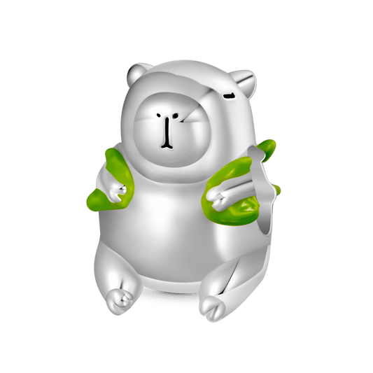 Gnoce Cute Capybara Carrying Turtle Backpack Charm Platinum-plated Silver Blend_1