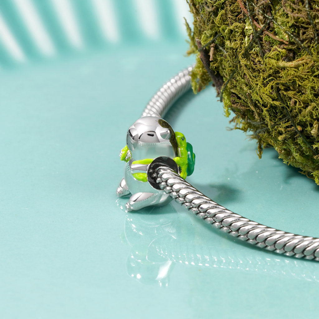 Gnoce Cute Capybara Carrying Turtle Backpack Charm Platinum-plated Silver Blend_3