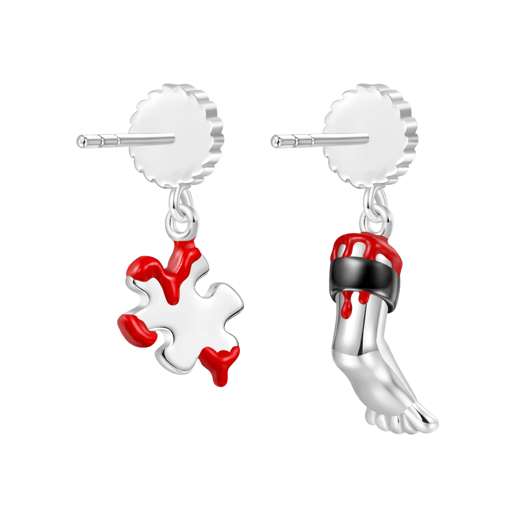 Gnoce Mismatched Bloody SAW Stud Earrings_2
