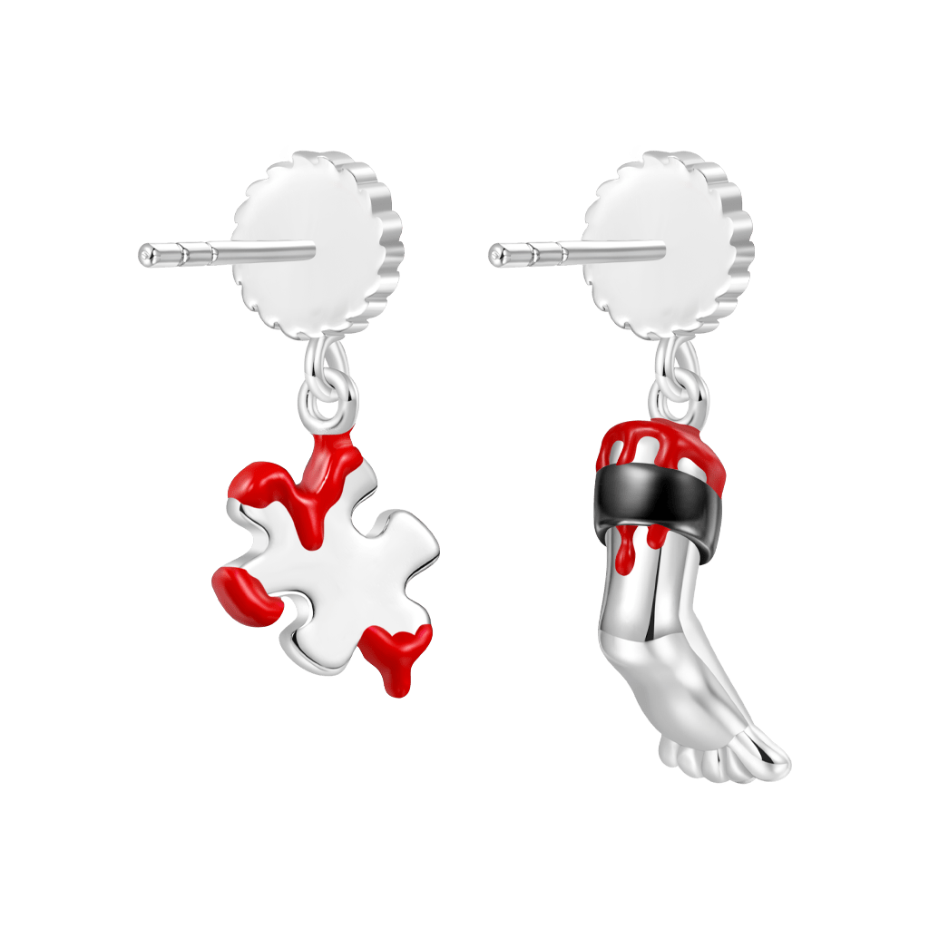 Gnoce Mismatched Bloody SAW Stud Earrings_2