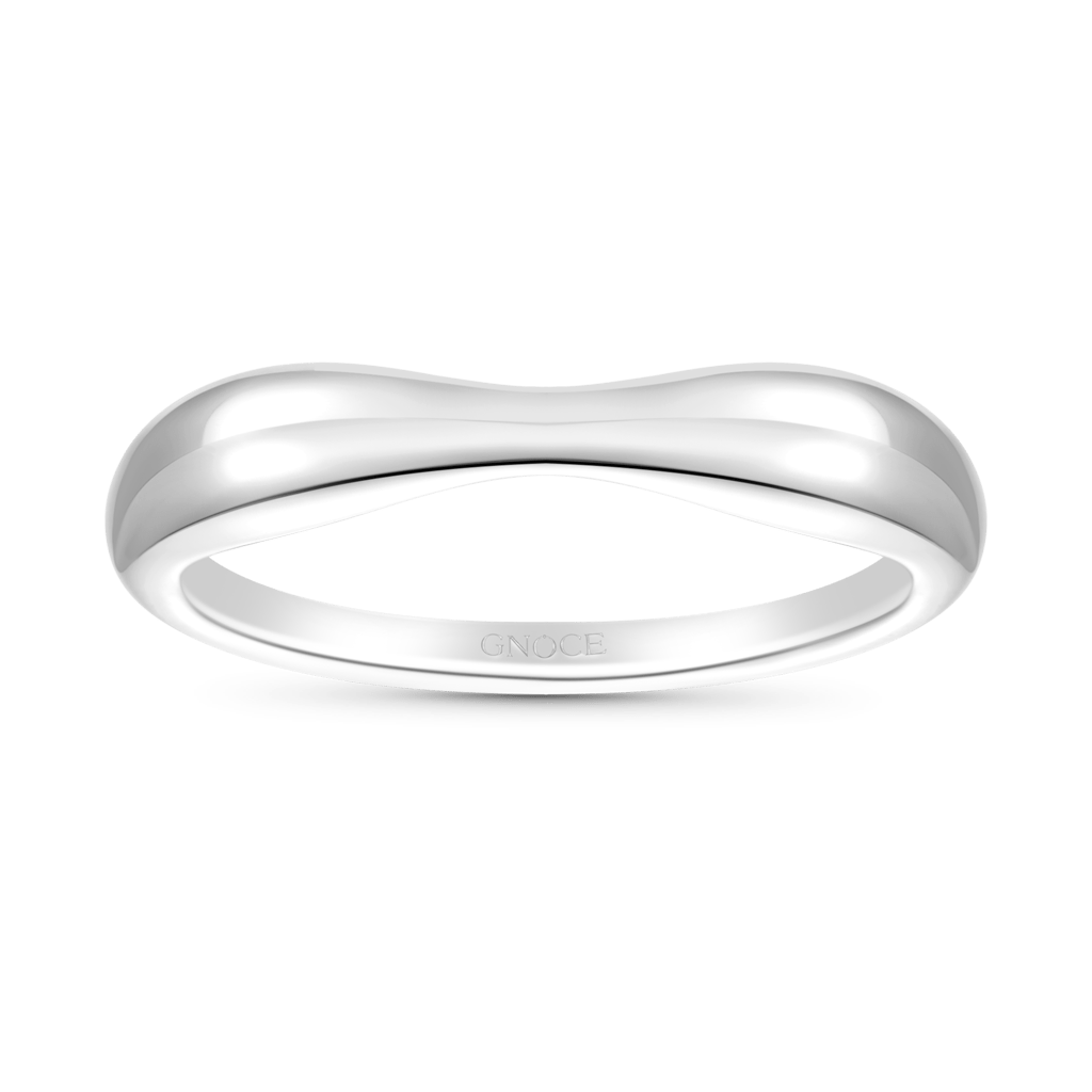 Gnoce Sterling Silver Curved Notched Band Ring_1