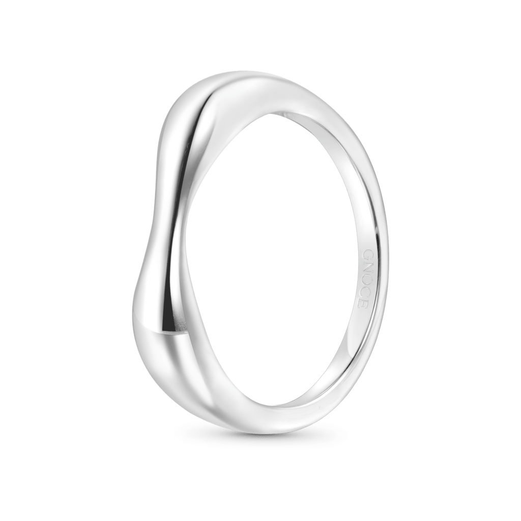 Gnoce Sterling Silver Curved Notched Band Ring_2