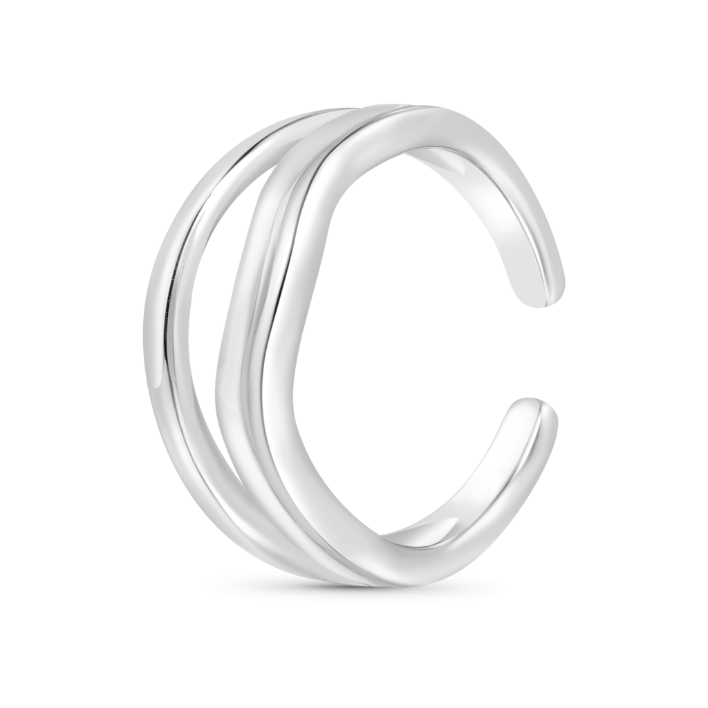 Gnoce Simple Irregular Thin Ring Open Ring Platinum-plated Silver Blend_2