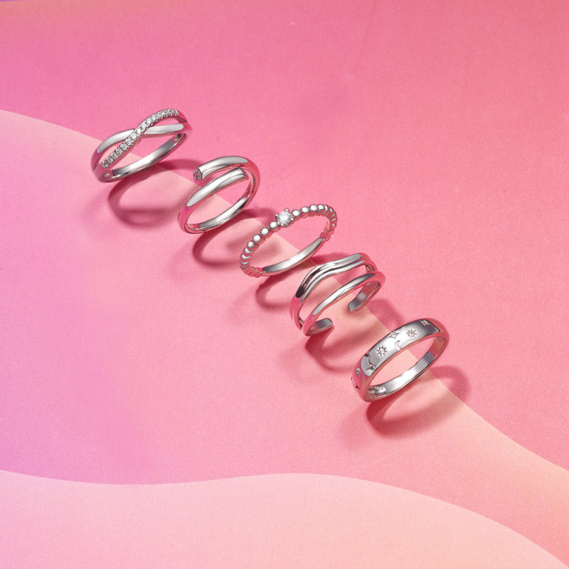 Gnoce Simple Irregular Thin Ring Open Ring Platinum-plated Silver Blend_3
