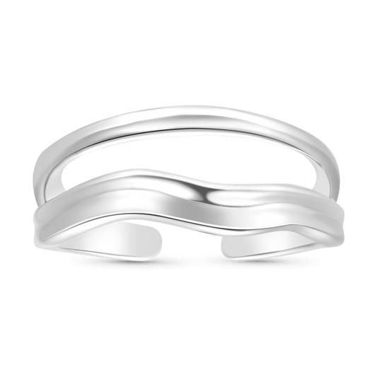 Gnoce Simple Irregular Thin Ring Open Ring Platinum-plated Silver Blend_1