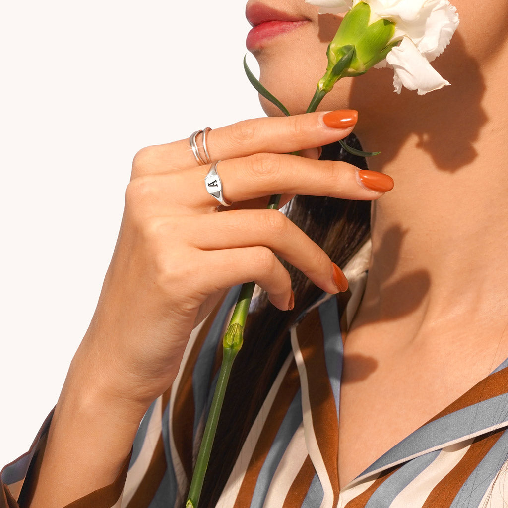 Gnoce Simple Irregular Thin Ring Open Ring Platinum-plated Silver Blend_4