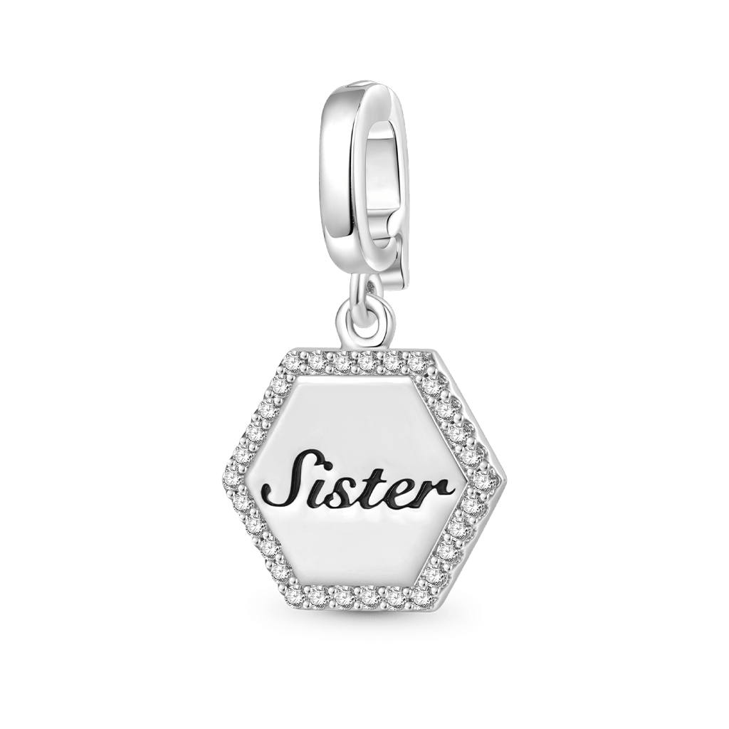 Gnoce Hexagon Sister Family Clasp Clusters Charm Platinum-plated Silver Blend_1