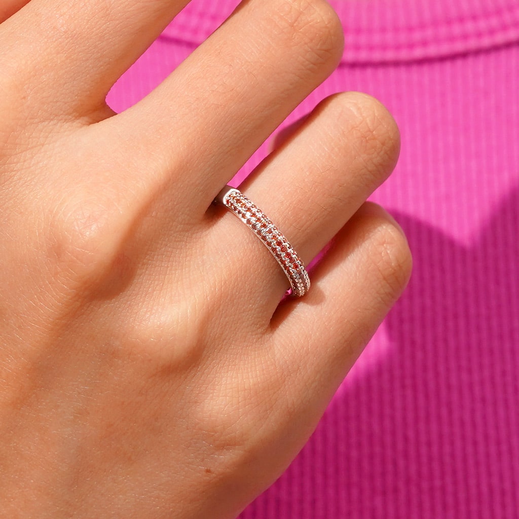 Gnoce Garnet Diamond Pave Birthstone Band Ring_6