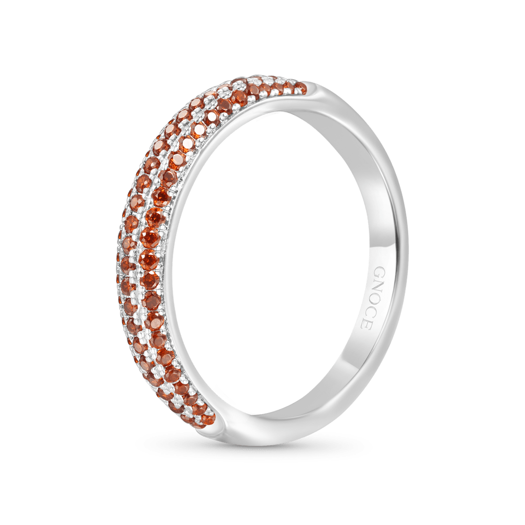 Gnoce Garnet Diamond Pave Birthstone Band Ring_2