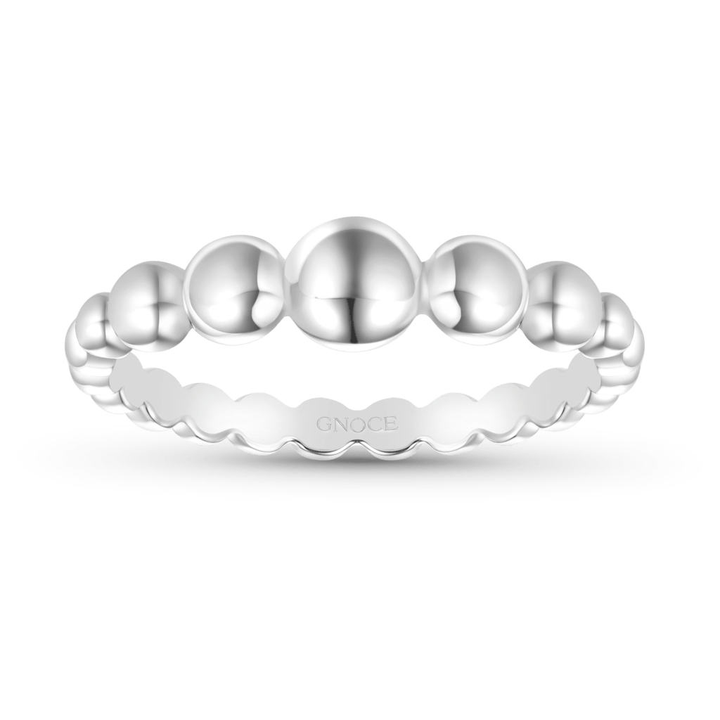Gnoce Sterling Silver Bead Ball Stackable Ring_1