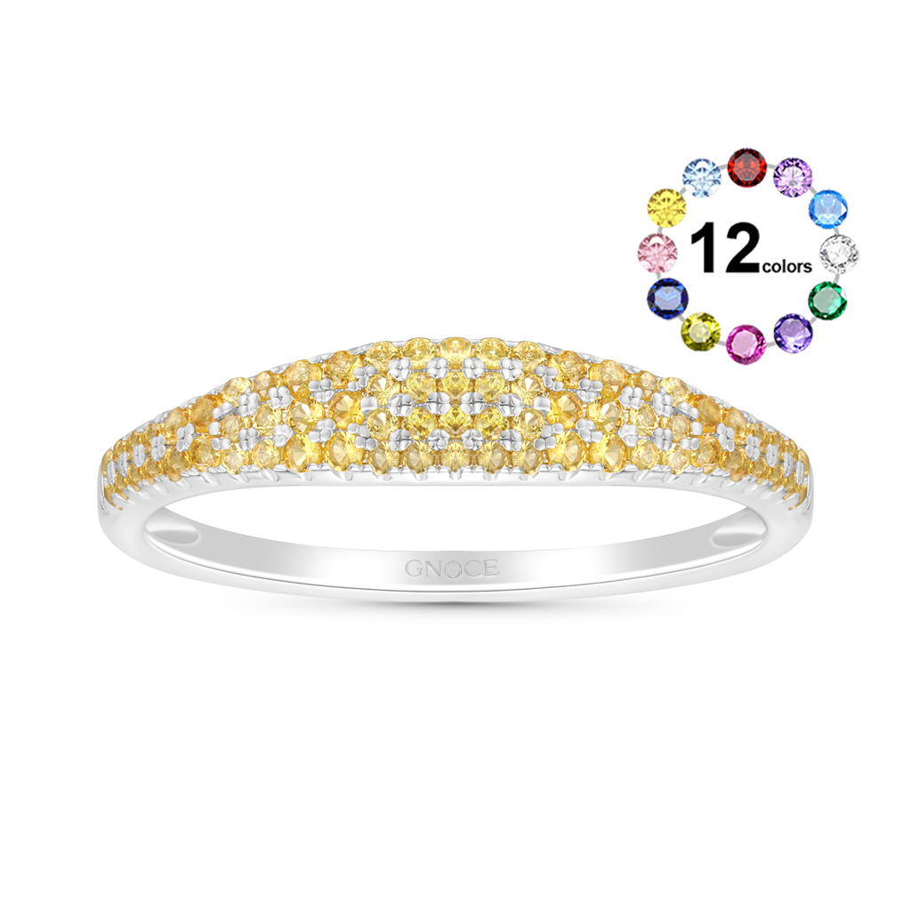 Gnoce Yellow Diamond Pave Birthstone Band Ring_1
