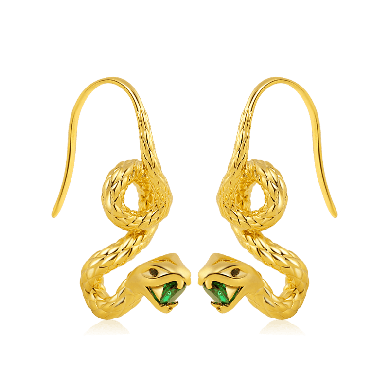 Gnoce Golden Hunting Snake Drop Earrings_1