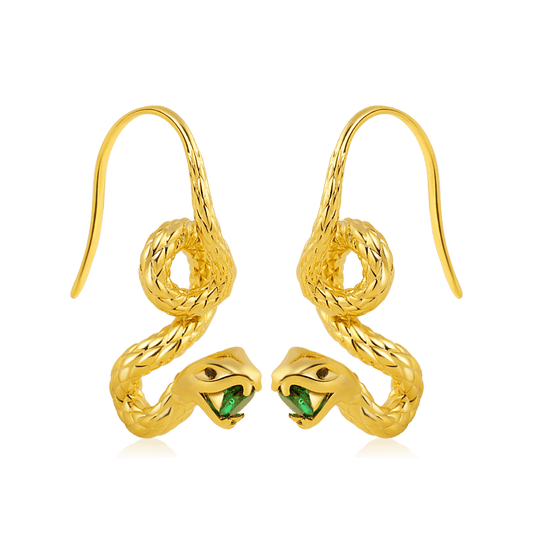 Gnoce Golden Hunting Snake Drop Earrings_1