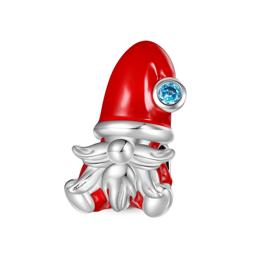 Gnoce Christmas Gnome Santa Claus Charm Platinum-plated Silver Blend_1