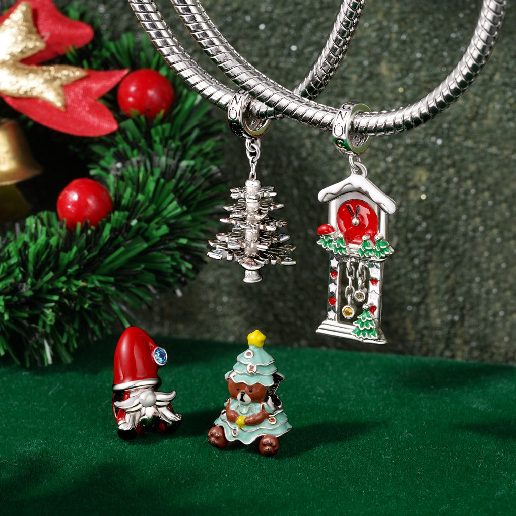 Gnoce Christmas Gnome Santa Claus Charm Platinum-plated Silver Blend_3