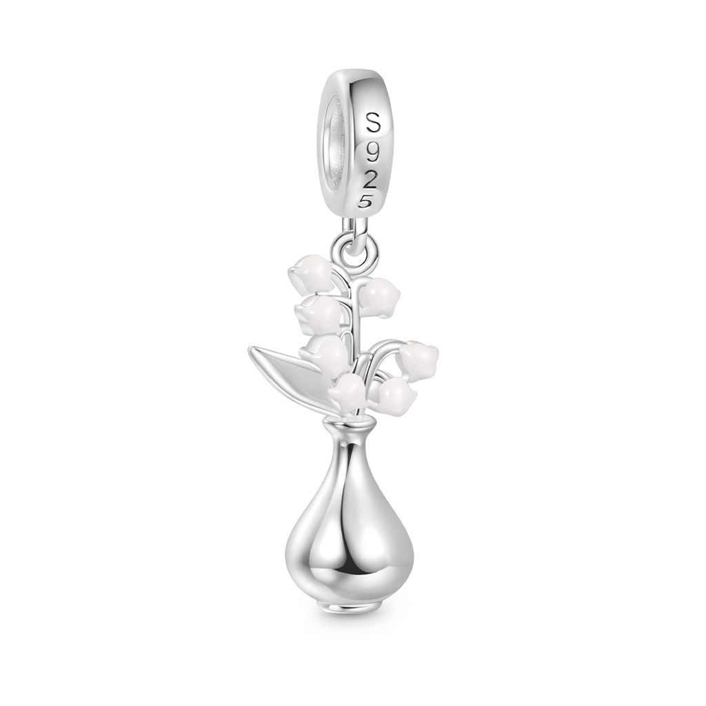 Gnoce Vase Lily of the Valley Charm Platinum-plated Silver Blend_2