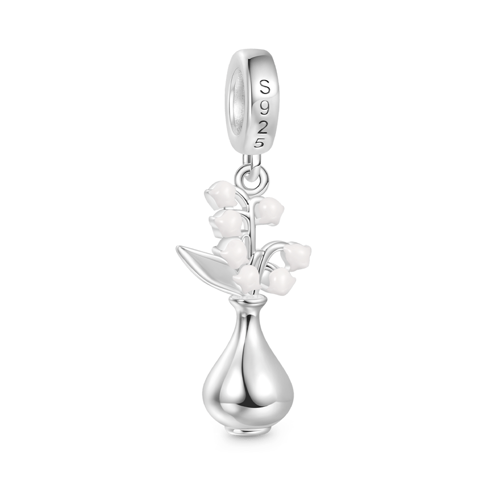 Gnoce Vase Lily of the Valley Charm Platinum-plated Silver Blend_2