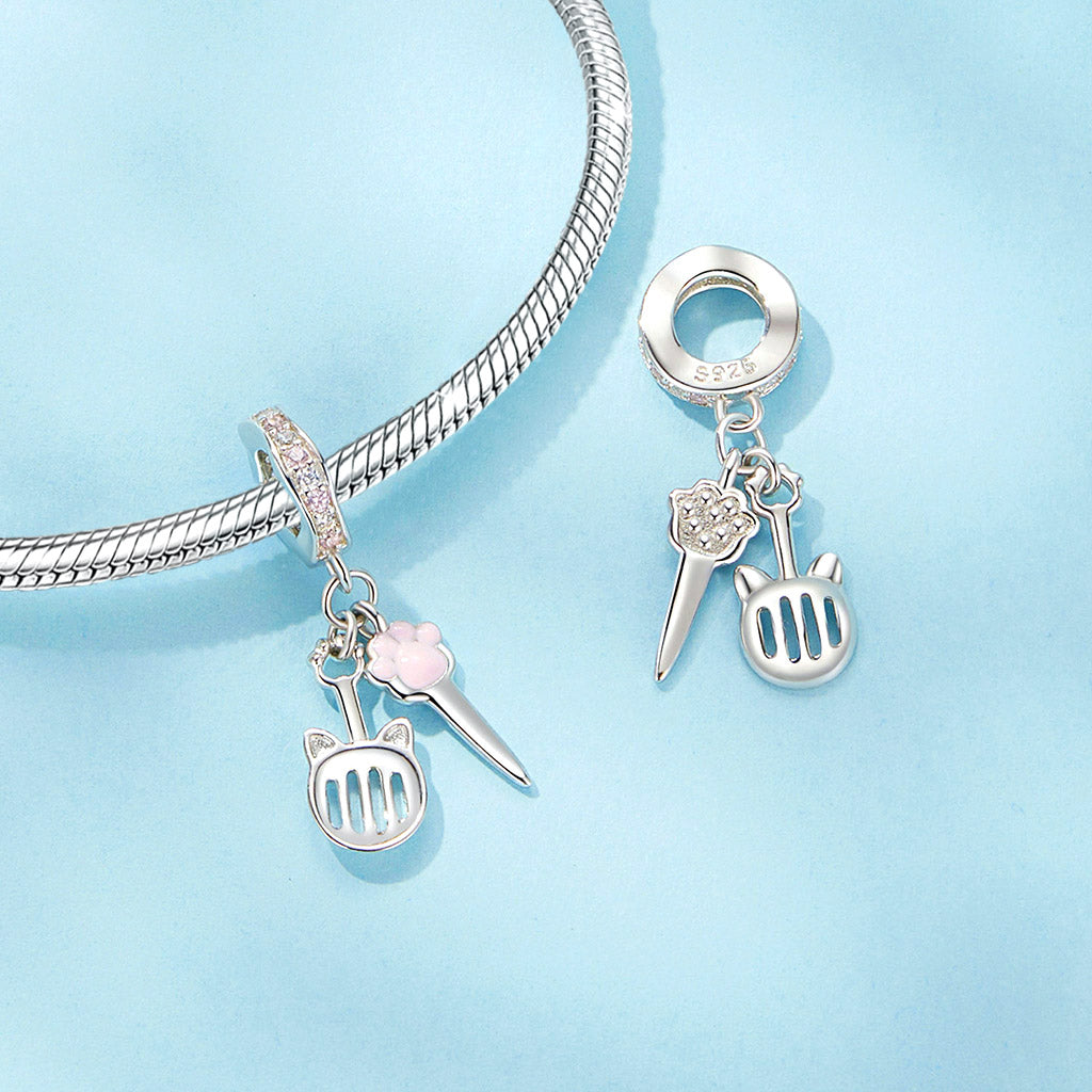 Gnoce Cute Pink Cat Paw Print Pendant Dangle Charm_3