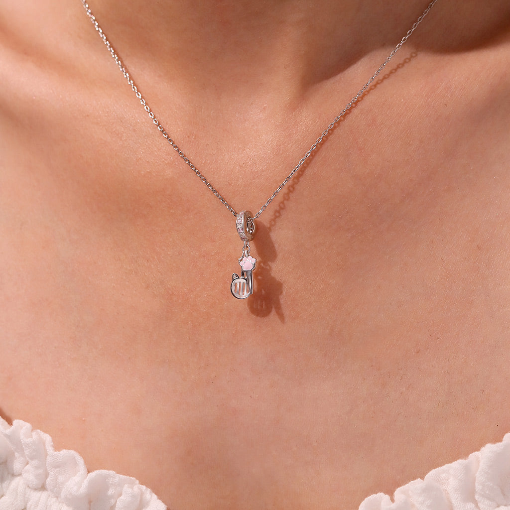 Gnoce Cute Pink Cat Paw Print Pendant Dangle Charm_5