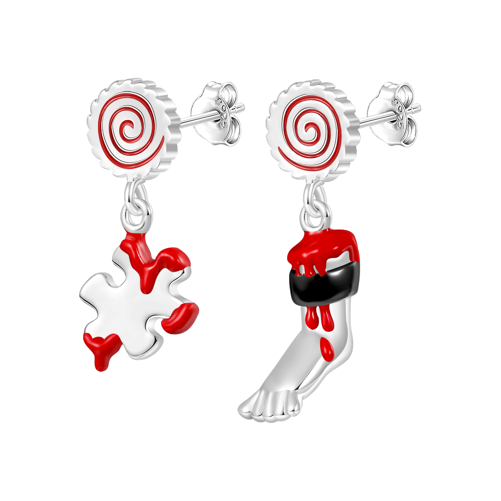 Gnoce Mismatched Bloody SAW Stud Earrings_1