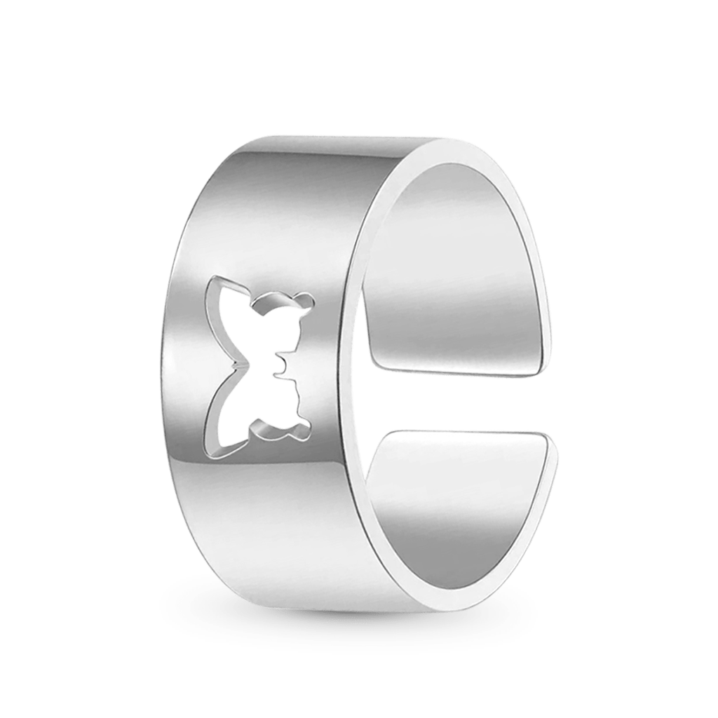 Gnoce Valentine's Day Butterfly Adjustable Couple Rings_2