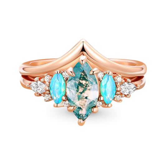 Gnoce Green Moss Agate Stackable Ring_1