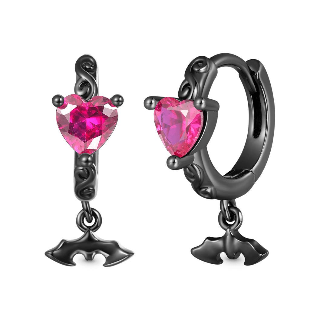 Gnoce Purple Heart Bat Hoop Earrings_2