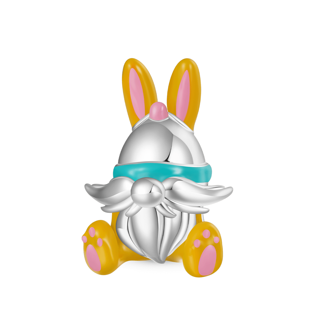 Gnoce Cute Easter Bunny Gnome Charm Platinum-plated Silver Blend_1