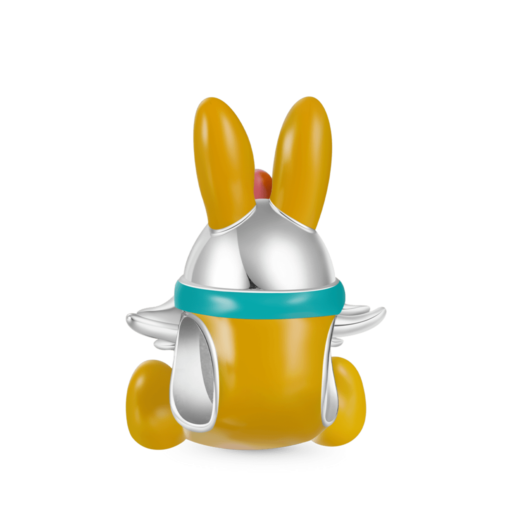 Gnoce Cute Easter Bunny Gnome Charm Platinum-plated Silver Blend_2