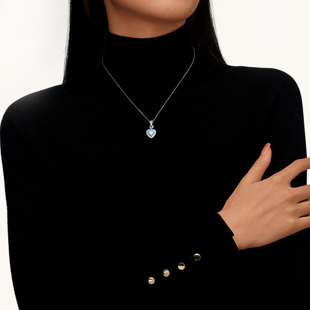 Gnoce Infinite Love Buckle Heart Birthstone Pendant Necklace_5