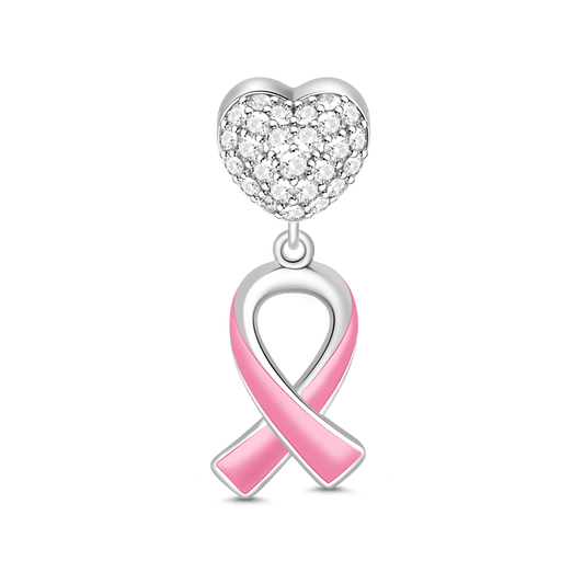 Gnoce Breast Cancer Awareness Ribbon Charm Platinum-plated Silver Blend_1