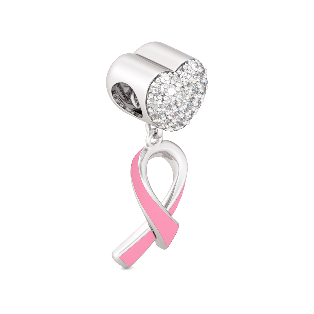 Gnoce "Breast Cancer Awareness" 925 Sterling Silver Pink Enamel Ribbon Spreading Awareness of Breast Cancer_2