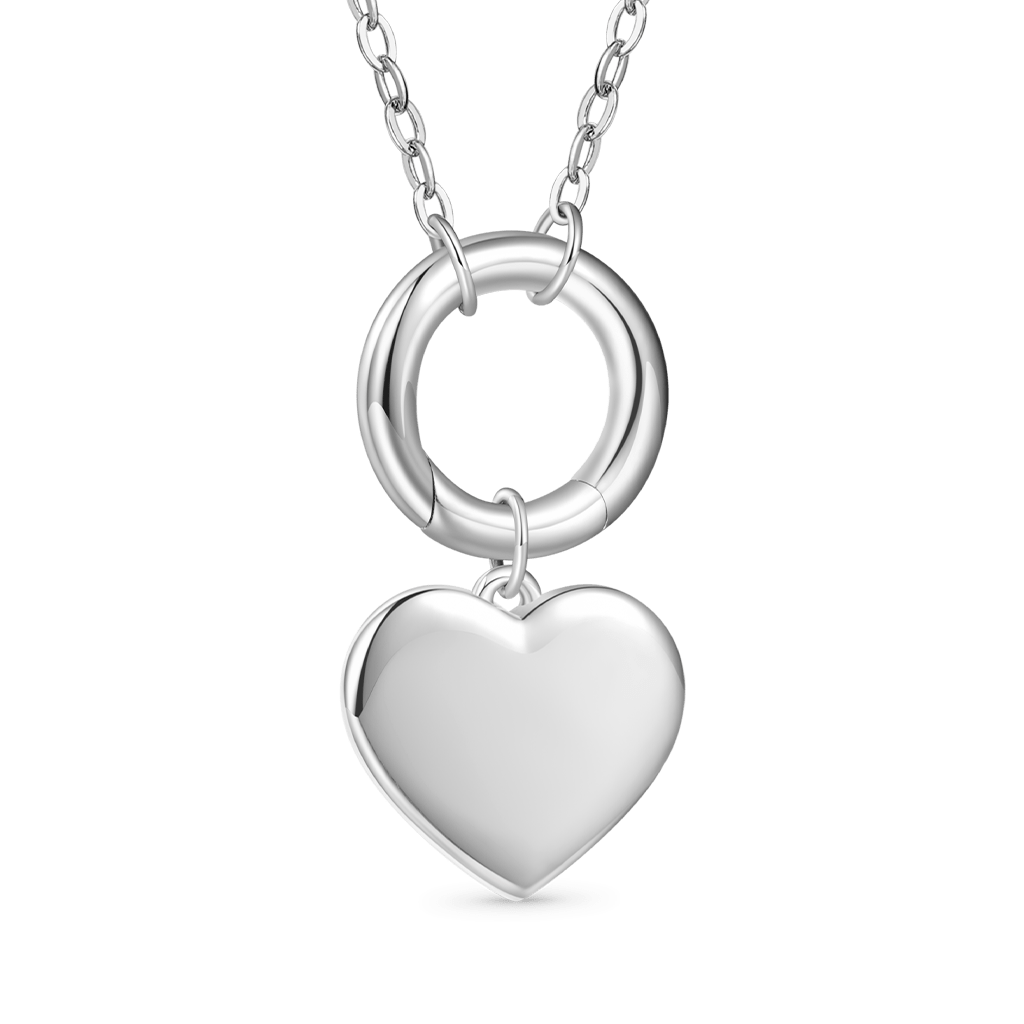 Gnoce Circle Clasp Heart Charm Necklace Platinum-plated Silver Blend_3