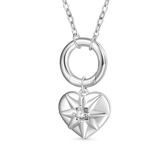 Gnoce Circle Clasp Heart Charm Necklace Platinum-plated Silver Blend_1