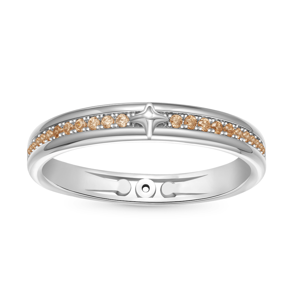 Gnoce Citrine Couple Rings Platinum-plated Silver Blend_4