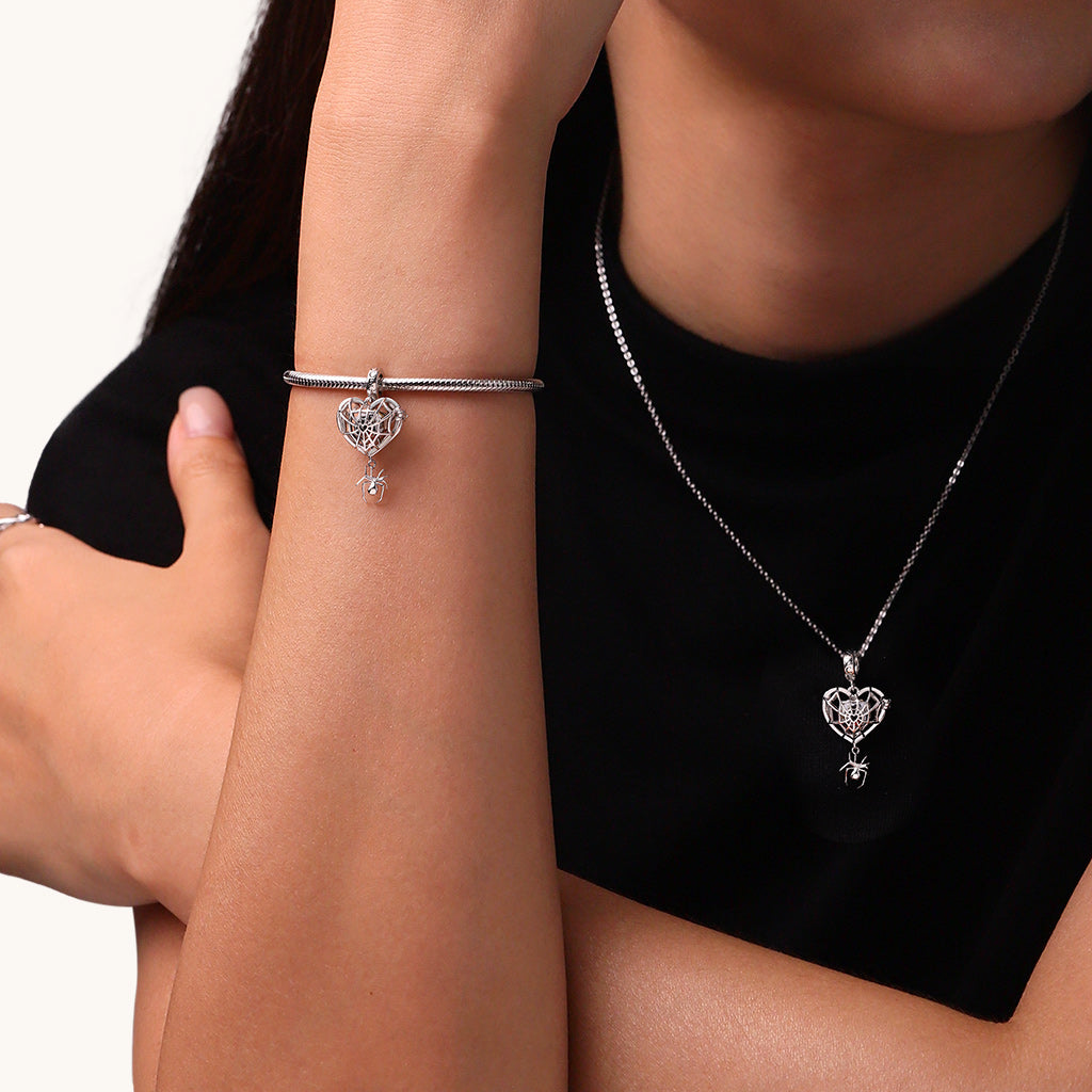 Gnoce Halloween Wireless LED Glow Spider Web Love Pendant Dangle Charm_6