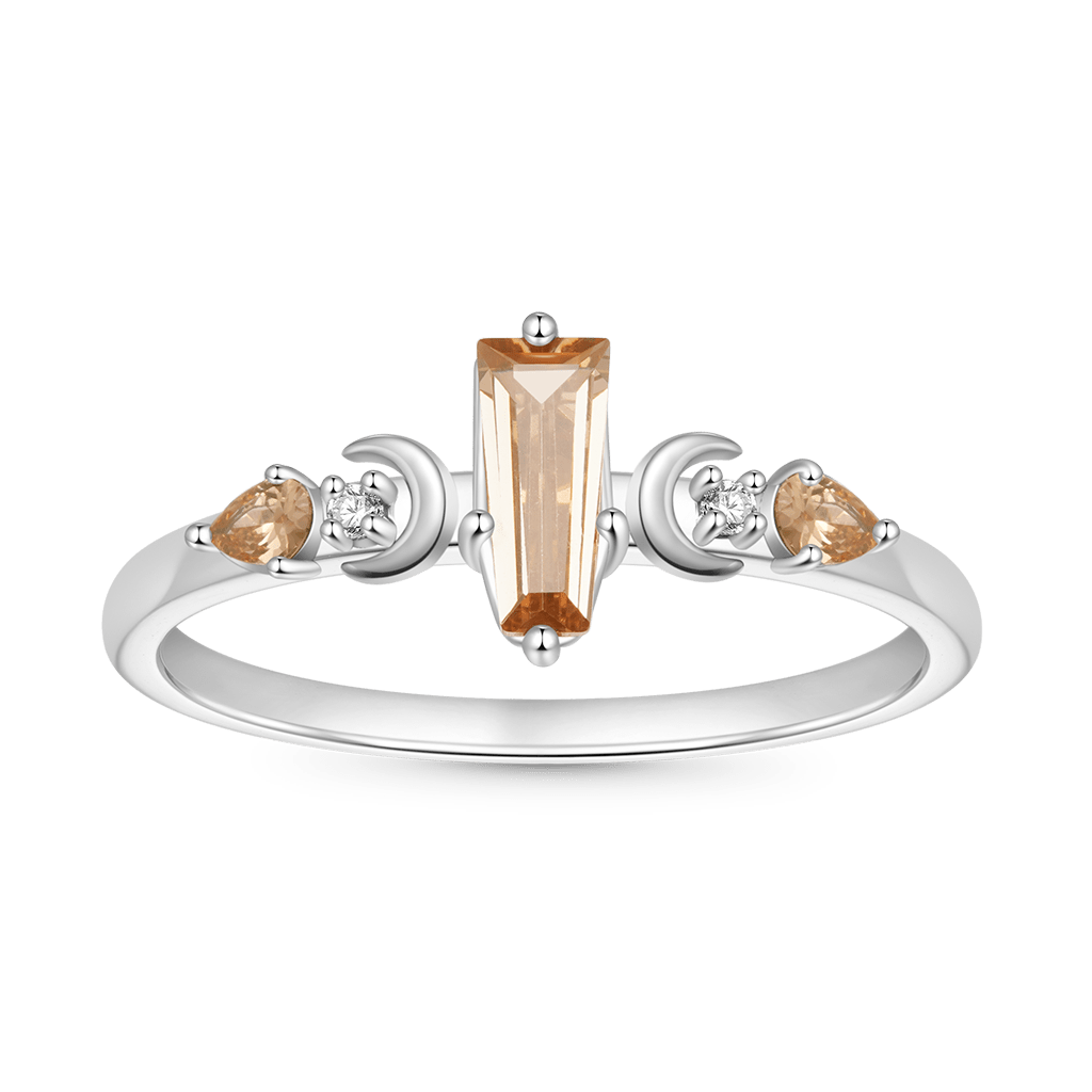 Gnoce Trapezoidal-cut Citrine Women's Ring Platinum-plated Silver Blend_1
