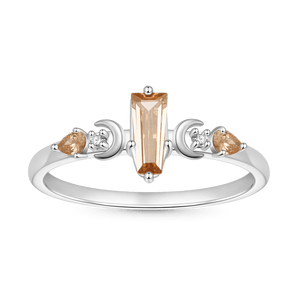 Gnoce Trapezoidal-cut Citrine Women's Ring Platinum-plated Silver Blend_1